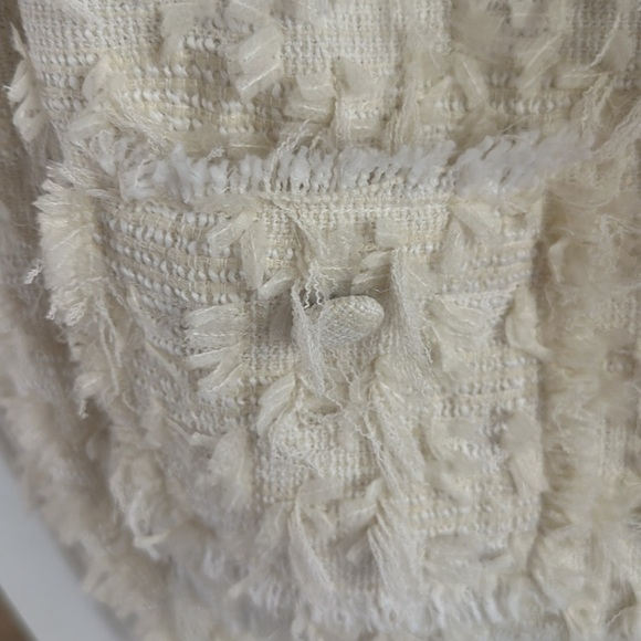 DESIGNER LOOK A LIKE SHAG FRINGE CREAM COLORED CROP LADY JACKET SIZE XS - Picture 8 of 8
